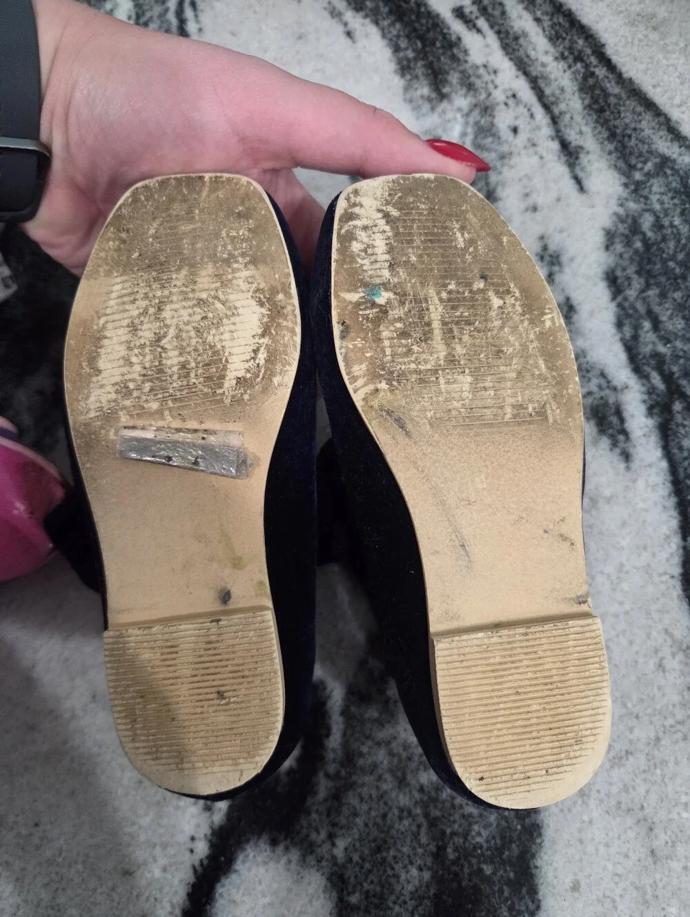 Janie and Jack Navy Velvet Ballet Flatd